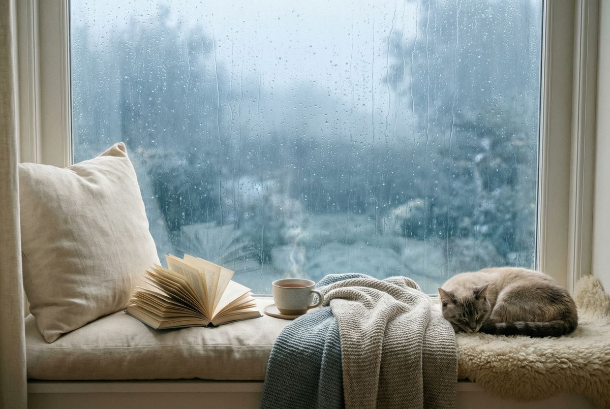 17c 雨天窗边的阅读时光治愈影像